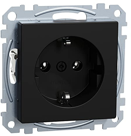 Schneider Electric Merten Schuko-Steckdose, Steckklemmen, System M, schwarz matt, Artikelnummer MEG2301-0403, 1 Stück