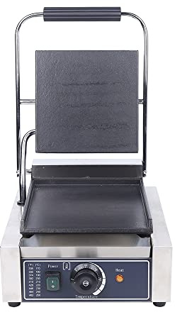 Commercial Electric Griddle, 110V 1800W Sandwich Single Panini Press Grill Maker Toaster, Smooth Flat Surface Sandwich Maker With Cleaning Sponges,Portable Hamburg Maker For Restaurant Cafe