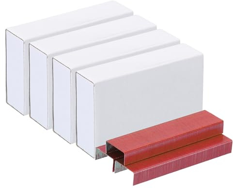 PATIKIL Häftklammer, 4-pack (1 000 st häftklamrar per förpackning) 26/6 standard 1/4 tum längd häftklamrar sylt gratis för hem kontor tillbehör, röd