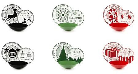 Excelsa Christmas Stamp Servizio Piatti 18 Pezzi, Porcellana e Stoneware, 6 Persone