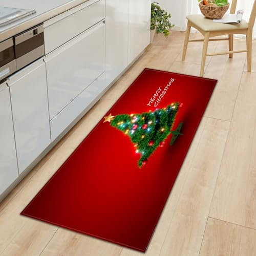Entwicklt Barrierematte, Innen- Und Außenküche, Flur, Fußmatte, Teppich, Maschinenwaschbar, Hintertür, Eingang, rutschfeste Gummi-Barrierematte, Badematten Mit Rotem Weihnachtsbaum-Motiv, Wie Ab