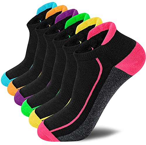 Wostock Calzini Da Trekking Da Donna, Calze Running Calze in Cotone Traspiranti Ammortizzate Donna, Calzini Sportivi Trekking Multi Performance 6 paia