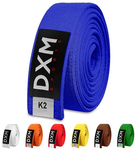 DXM SPORTS BJJ Jiu Jitsu Belt - Taekwondo Karate Belt - Martial Arts Uniform Ranking Judo Belt Double Stitched for Kids Adult (Blue, 220cm)