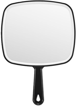 BEFUI Extra Large Handheld Mirror，Hand Salon Mirror with Handle for Barbers, Hairdressing (Black，12.4 Lx 9 W)