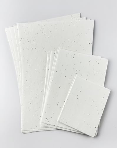 Papper med tusensköna eller kamomillfrön, 150 gsm planteringspapper, storlek 10 x 15 cm (A6) | Lösa blad av planterbart papper för kort, broschyrer, menyer, inbjudningar (25)