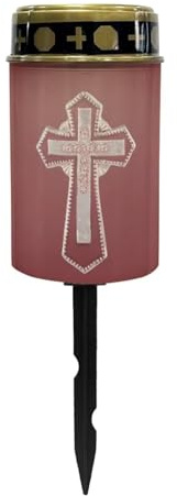 Kathyboom Red Cross Solar Powered Garden Stake Lights, Waterproof LED Flameless Candle Changing Angel Grave Yard Patio Memorial Gifts Outdoor Cemetery Decoration