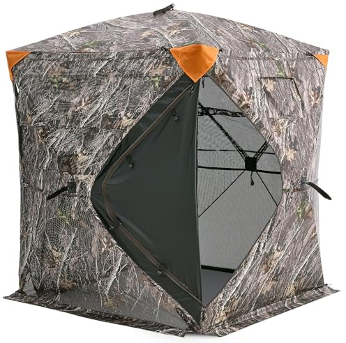 VEVOR Tenda da Caccia Pop-up per Cervo, Tenda da Caccia a 270° per 1-2 Persone con Borsa per Il Trasporto, Tenda da Caccia Portatile Resiliente, Rete Trasparente Unidirezionale Caccia Tacchino Cervo