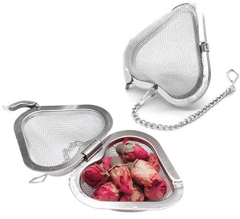 Hwtcjx 2 Pezzi Infusore per Tisane, Filtro da Tè in Acciaio Inossidabile 304, Infusore Tè, Filtro per Tisane, Filtro The Infusione, Filtro a Rete per Il Tè, Filtro per Tè Sfuso con Catena (Argento)