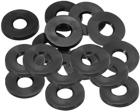 PATIKIL M6 Rubber Flat Washer 16 Pack 6x14x2.5mm Sealing Spacer | Gasket Ring, for Faucet Pipe Water Hose Fastener Bolt, Black
