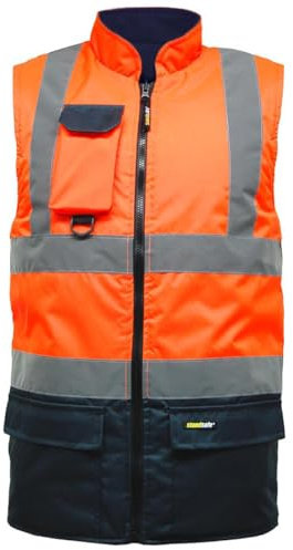 DURUS WORKWEAR Mens Hi Vis Reversible Fleece Lined Safety Bodywarmer Gilet - High Visibility Waistcoat