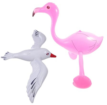KOMBIUDA 2St Ballon Flamingo hängt Aufblasbare Stranddekoration Möwen in die Luft jagen Flamingo bläst sich auf Wasserspielzeug Poolspielzeug Bademöwenspielzeug aufblasbarer Vogel Gummi