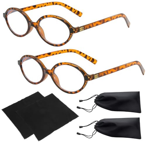 2Pcs Oval Blue Light Glasses for Women Men Blue Light Blocking Glasses Women Blue Light Blocking Glasses Computer Glasses Prevent Eye Fatigue for Reading Playing Games with 2 Glasses Bags and Clothes