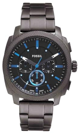 Fossil Orologio New Machine da uomo, movimento cronografo al quarzo da 44 mm con cinturino in acciaio inossidabile o in pelle