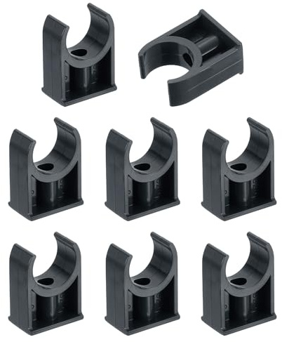 QUARKZMAN 8 st PVC-vattenslangsklämmor, U-formade spännen, 25 mm yttre diameter bevattningsrörhållare för TV-brickor rör rör, svart