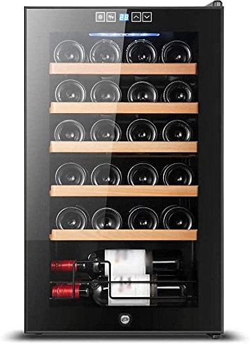 IUBGFTO Wine Cooler Freestanding Compressor Wine Refrigerator Counter Home Bar Cellar with Locking Door Digital Control Adjustable Shelves 24/28 Bottles Large Capacity 24 Bottle