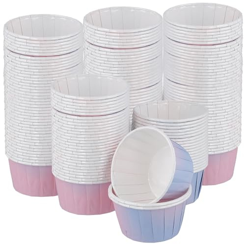 CHEUKYIU 200 stycken muffinsformar i papper, 50 x 39 mm cupcake-formar, muffinsformar för bröllop, cupcakes och muffins, lila-blå