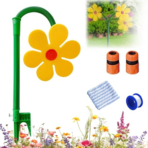Crazy Daisy Sprinkler, 720° Rotating Crazy Dancing Sunflower Water Sprinkler, Funny Garden Water Sprinkler with Dual Adapter, Irrigation Tool for Lawn, Yard, Garden, Pet Play, Summer Party (yellow)