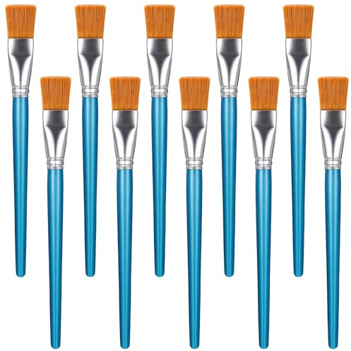 LIQWEI 10 Stück Pinselset Acrylfarben, 30mm Breite Flache Pinsel Set Flache Acryl Pinsel Breite Großer Nylonpinsel Für Acryl Aquarell Gouache Öl Gesichtsmalerei
