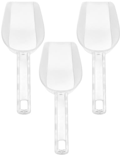 DECOMELODY Pala de Hielo Acrílica Engrosada Mediana 3 Piezas Multifuncional para Harina y Alimentos, Utensilio Práctico para Cocina, Bar y Fiesta, Diseño Ergonómico Cómodo de Usar