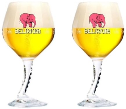 Set of 2 Delirium 50cl Beer Glasses – Official Belgian Chalice – Classic Belgian Ale Glassware