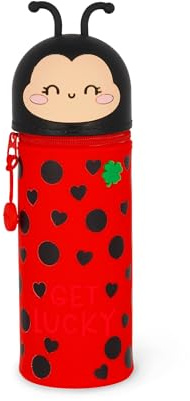 Legami - Kawaii Astuccio Scuola 2 in 1 in Morbido Silicone, Ladybug, Portapenne da Tavolo, Chiusura con Cerniera, Penne Pastelli Pennarelli, H 20 cm