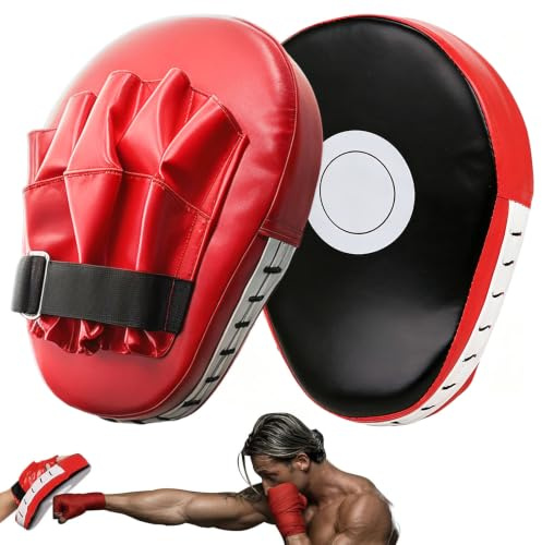 TCETCY 1 Paire Patte d'ours Boxe Pao Boxe Mitaines de Boxes en Cuir avec Crochet et Jab Gants De Boxes Bouclier Courbe Mitaines de Punch pour Entraînement aux Arts Martiaux, Muay Thaï, Karaté, MMA