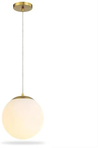 Lampadario a Sospensione Moderno Oro con Sfera in Vetro E27, Lampada a Sospensione Design Minimal per Soggiorno Cucina Sala da Pranzo Bar, Cavo Regolabile 133cm, Ø25cm, Compatibile LED