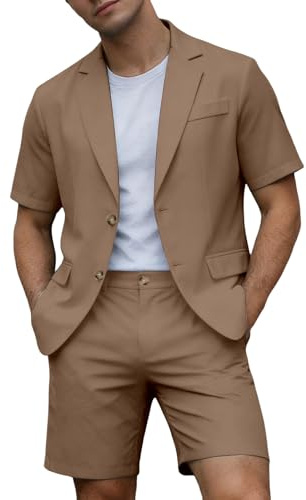 Traje de 2 piezas para hombre, trajes cortos de verano para playa y boda, chaqueta y pantalones cortos de ajuste delgado, traje de testigo de boda de verano, chaqueta y pantalones cortos para
