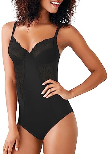 Maidenform womens Shaper With Built-in Bra Fl1456 shapewear bodysuits, Black, 42DD US