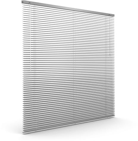 Victoria M. Aluminium Jalousie 25mm, Feuchtigkeitsbeständige Innenjalousie, Schraub- oder Klemmmontage inkl. Klemmclips, 130 x 130 cm, Silber