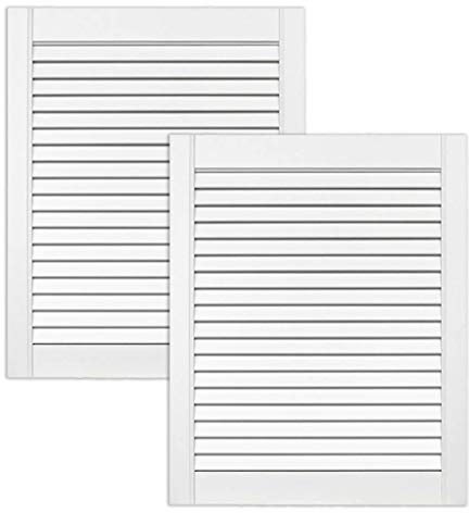 ben+camilla.com 2-er Pack/Zwei Stück Lamellentüren 615 x 494 x 21 mm weiß seidenmatt mit offenen Lamellen Kiefernholz für Regale, Schränke, Möbel - EINBAUFERTIG grundiert & lackiert