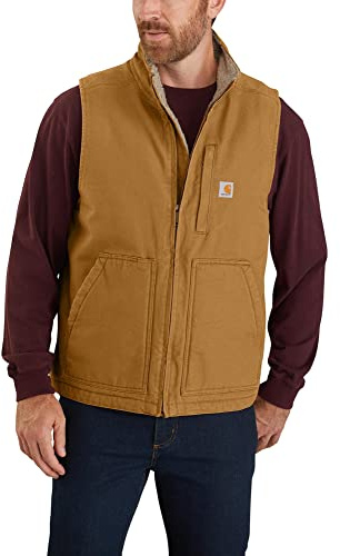 Carhartt, Gilet Mock-Neck con fodera in tessuto sherpa, Loose Fit Uomo, Carhartt® Brown, M