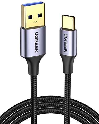 UGREEN USB C Ladekabel QC 3.0 USB C Kabel USB 3.0 5Gbps Nylon USB auf USB C Kabel kompatibel mit Galaxy S23 S22 S21 S10 A73 A72 A523 P30 Lite Redmi 10, Note 9 Pixel 7 iPhone 15 Pro(2m)