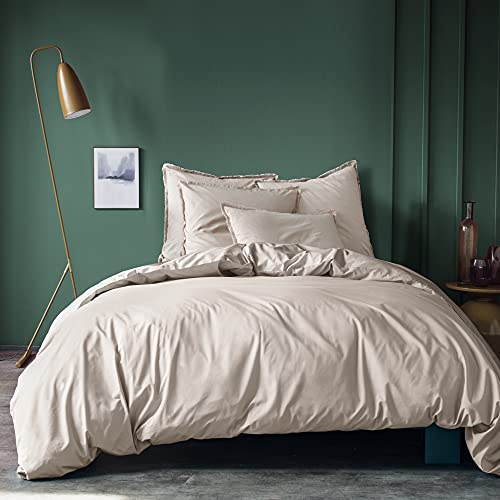 MATT & ROSE Housse de Couette 240x260 cm Unie Coton LAVÉ | 100% Coton Lavé | Oeko-TEX | Couleur Lin