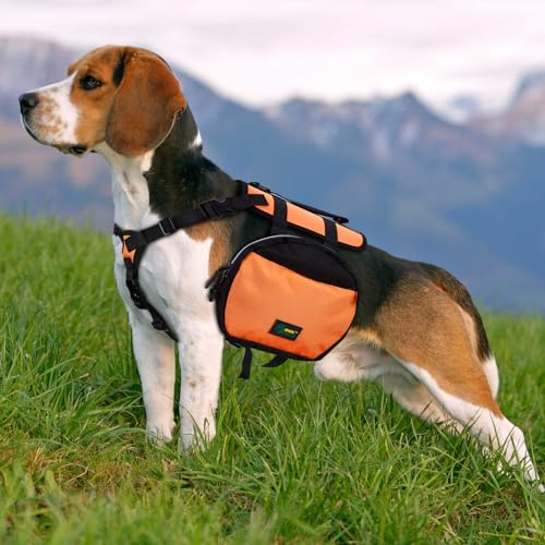 Ownpets Dog Backpack Saddlebag with Adjustable Strap, Waterproof and Lightweight Dog Saddle Bag Harness, Dog Pack Hound for Camping, Traveling and Hiking, M size
