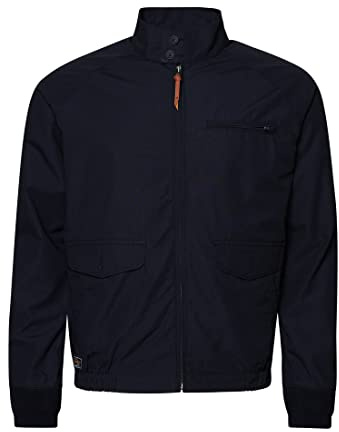 Superdry de los Hombres Chaqueta Vintage colegiada Harrington, Azul, XL