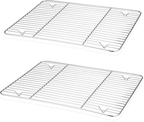 Onader Abkühlgitter Edelstahl, Kuchengitter Auskühlgitter 2er Set, Rechteckig Backgitter zum Backen Braten Kühlen Grillen, Gesund & Langlebig, Rostfrei & Spülmaschinenfest, 38,7x28,3x1,5cm