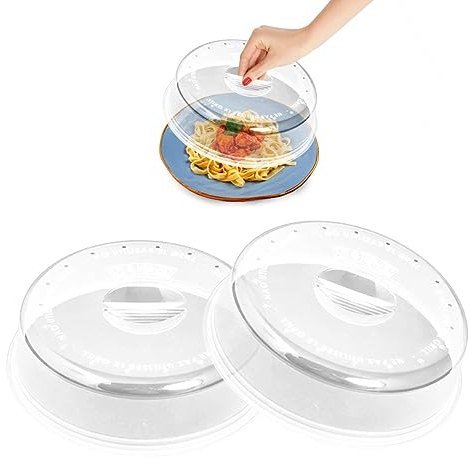 2 cloches micro onde 24 cm sans BPA pour cuisine - Couvercles micro ondes (2 unités) - 2 cloches micro-ondes d'un diamètre de 24 cm