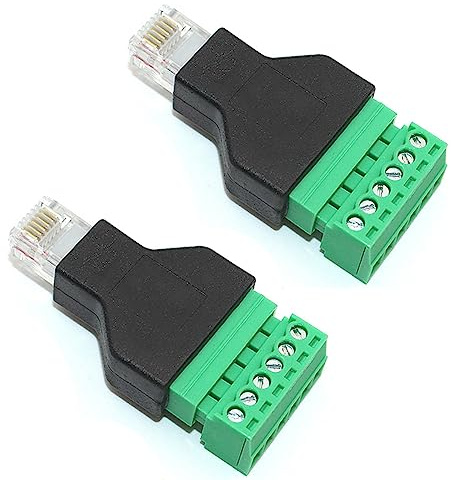 Jienk 2Pcs RJ11 Male to 6 Pins Screw Terminal Block Adapter for Cat3 Telephone Handset Cords Extender, RJ12 6P6C Modular Connector