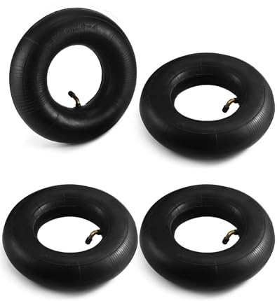 QWORK 4.10/3.50-4 Wheelbarrow Inner Tube, 4 Pack Replacement Inner Tubes, Bent Valve, for Lawn Movers, Hand Trucks