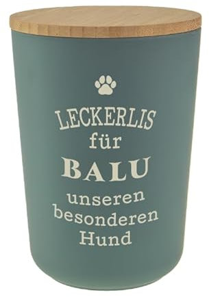 History & Heraldry Personalisierte Futterdose, Vorratsdose zur Aufbewahrung m.Holzdeckel u. Silikondichtung f.Katzen u. Hunde Accessoires - Leckerlidose Balu