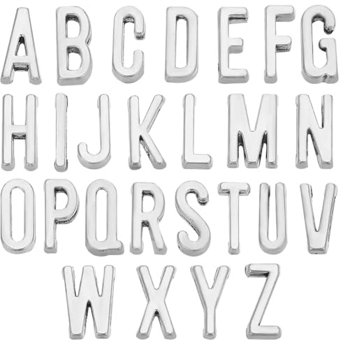 SUNNYCLUE 1 scatola 130 pezzi 26 stili Alfabeto Cursore Perline Lettera Sfusa Perline In Argento Antico Lega AZ Alfabetico Distanziatore Sciolto Perline Ciondoli per Braccialetti Creazione di Gioielli