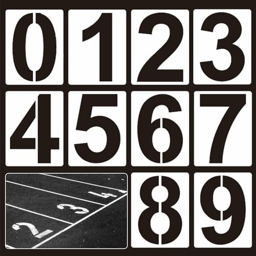 GVSS 10 Stück 10cm Zahlen Schablonen von 0 bis 9, Wiederverwendbare Zahlenschablonen aus Kunststoff,Schablonen Malen für Parkplatzmarkierung,Wanddekoration,Graffiti und Kunstprojekte
