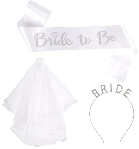 BOXOB Bride Headband, Skin-Friendly Bridal Headband Bride to Be Sash Wedding Veil Hair Accessories for Bridal Shower Bachelorette Hen Engagement Party Favor Decorations Gift