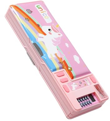 Trousse multifonction avec calculatrice et taille-crayon, boîte de support de dessin animé pour enfants, garçons, filles, étudiants, école