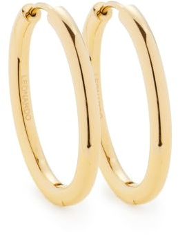 JEWELS BY LEONARDO Luzie Earrings • 1 Pair Hoop Earrings Made of Gold-Coloured Stainless Steel • Medium Size Simple Oval Folding Hoop Earrings • Jewellery Gift for Women • 026133