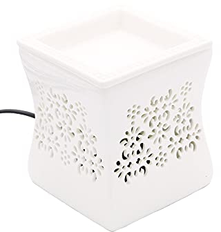 Candle-Brothers elektrische Duftlampe für Zuhause | Duftlampe NATA | Aromalampe für Duftwachs | Raumduft Elektrisch | Weiße Duftlampe aus Keramik | Lampe für Büro, Schlafzimmer, Yoga