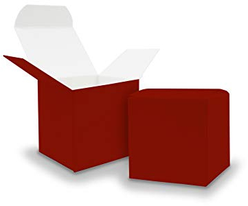 25x itenga Würfelbox aus Karton 5x5cm dunkelrot Adventskalender Gastgeschenk