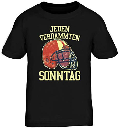 American Football Gruppen Fan Kinder T-Shirt Rundhals Mädchen Jungen Jeden verdammten Sonntag 2, Größe: 110/116,schwarz