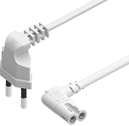 Ancable 5M Netzkabel Stromkabel 2 polig, C7 Kabel Eurostecker Stromkabel 90° Euro Netzkabel für Samsung Fernseher LG Philips Sony Panasonic TV PS5 PS4 Xbox PC Kleingerätekabel - Weiß